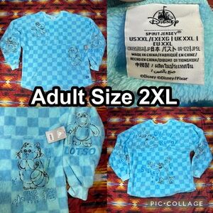 NWT Disney Spirit Jersey Adult 2XL Blue Pixar Sulley Lotso Fuzzy Fluffy Fleece